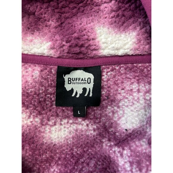 Buffalo Outdoors Womens Large Sherpa Fleece Pullover Jacket Purple/White Tie-Dye - Picture 6 of 9
